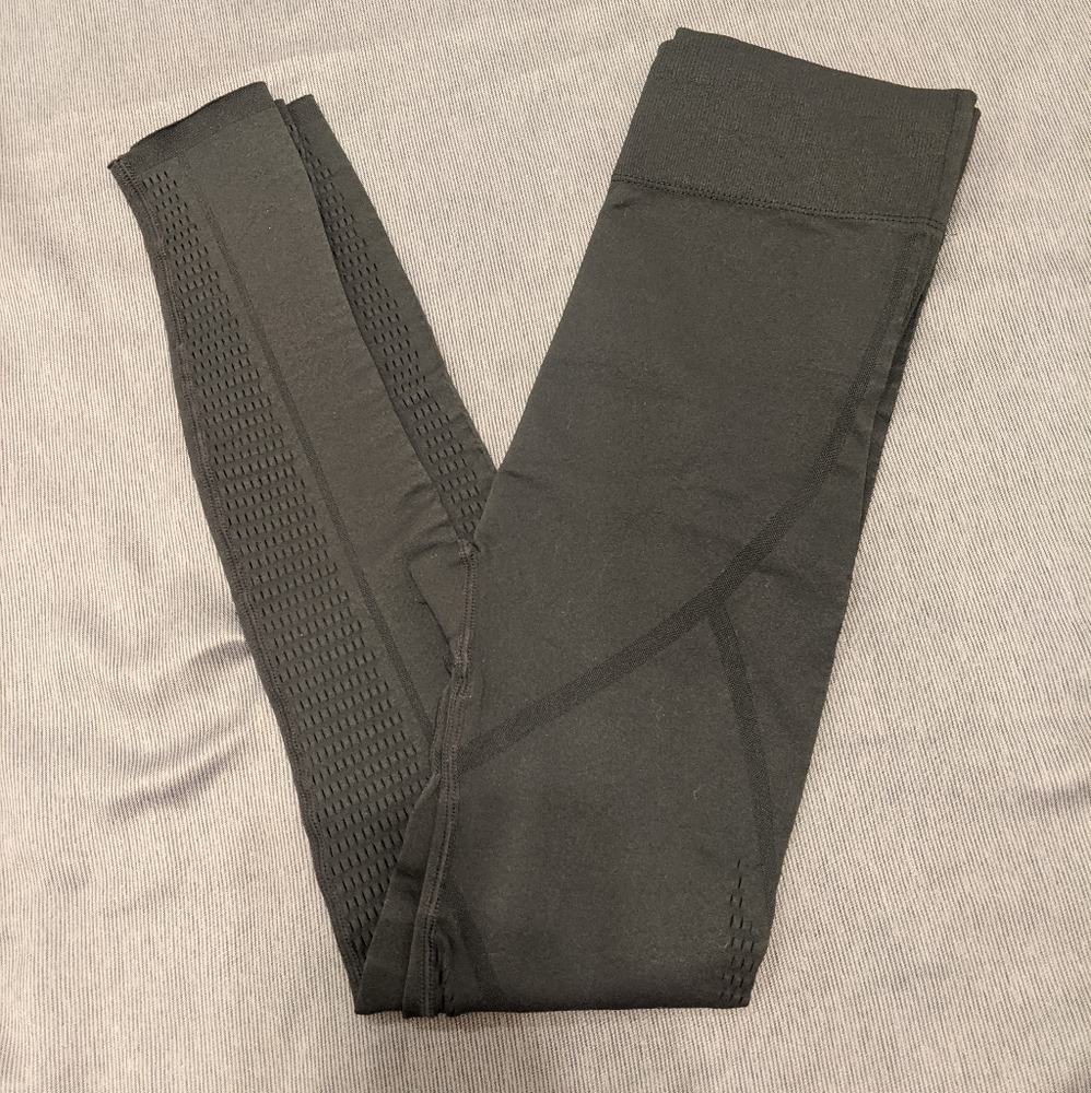 Gray Fitted Stretch Workout Gym Wear Leggings Mesh
